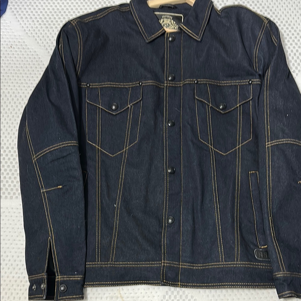 Roland Sands Design Dark Denim Padded Motorcycle Riding Jacket L